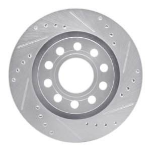Audi Allroad Brake Rotor (1) - Rear Right - R1 Concepts - Drilled & Slotted - Silver - `04-`05